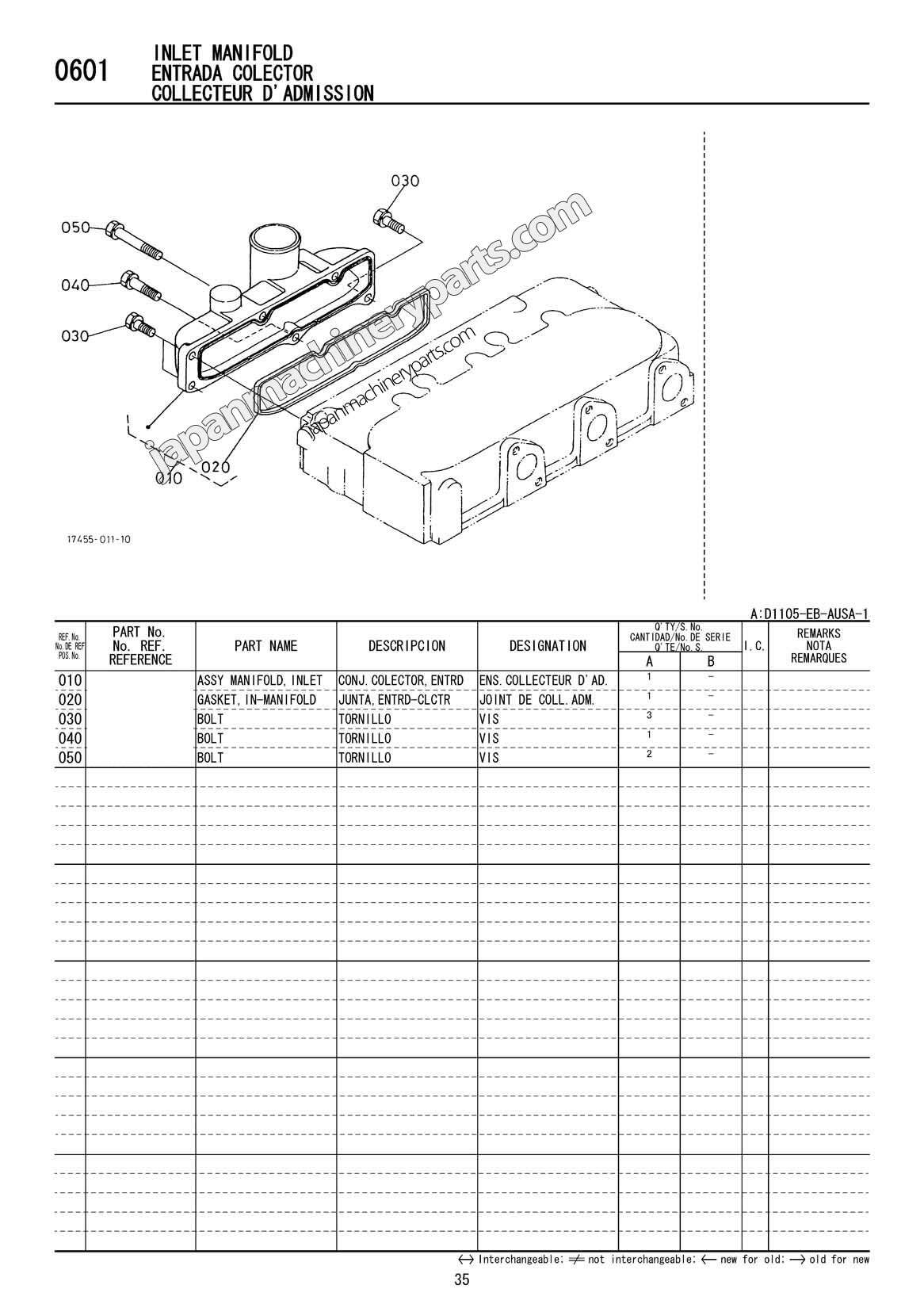 Parts for KUBOTA D1105-EB