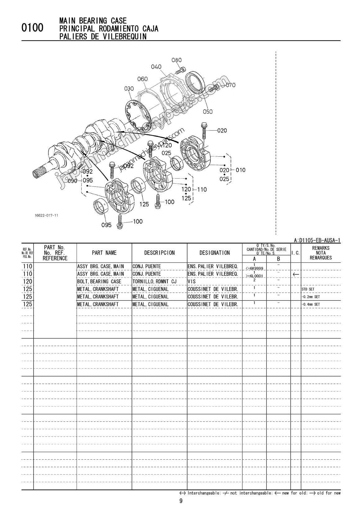 Parts for KUBOTA D1105-EB