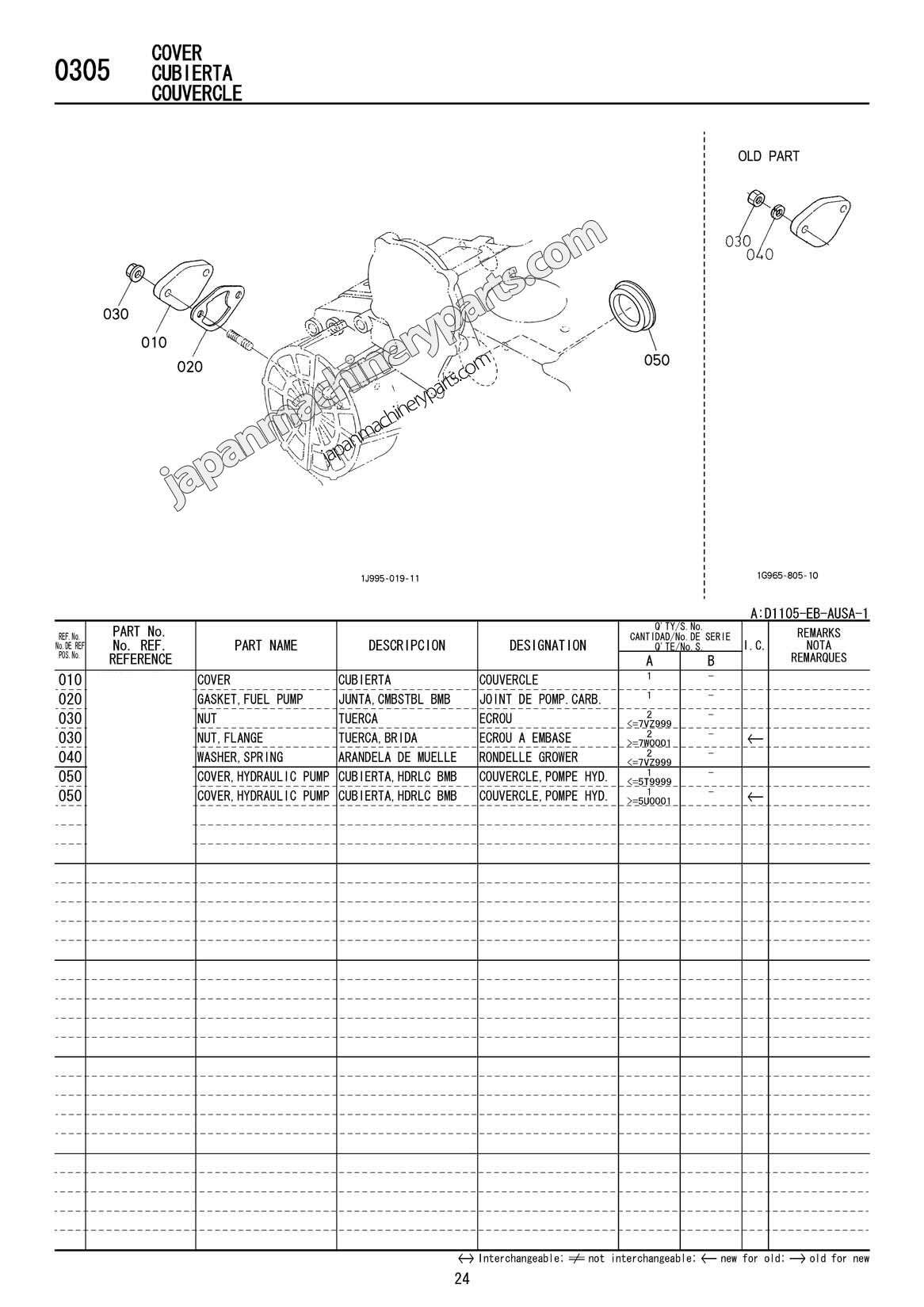 Parts for KUBOTA D1105EB