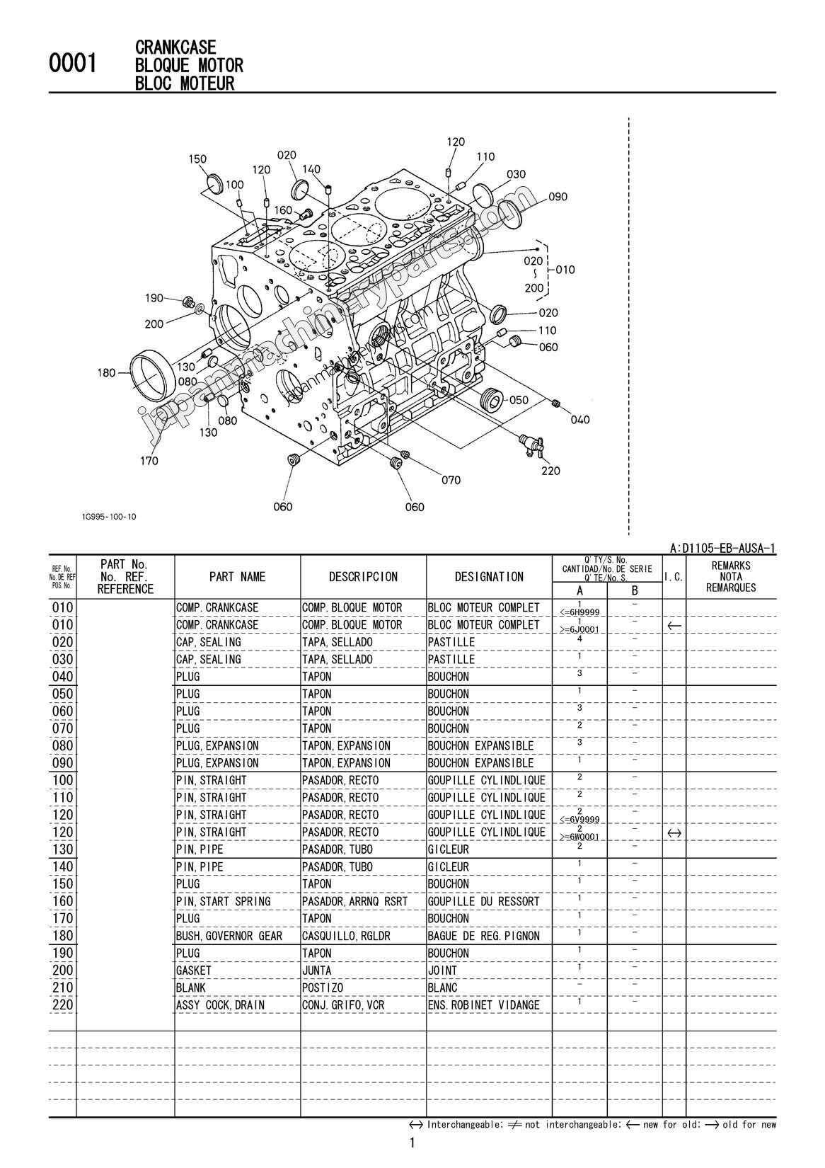 Parts for KUBOTA D1105EB