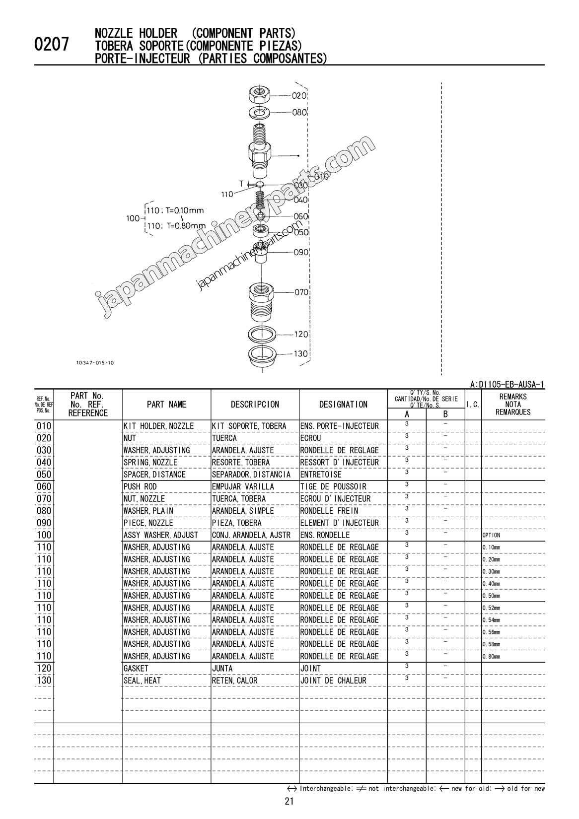 Parts for KUBOTA D1105EB