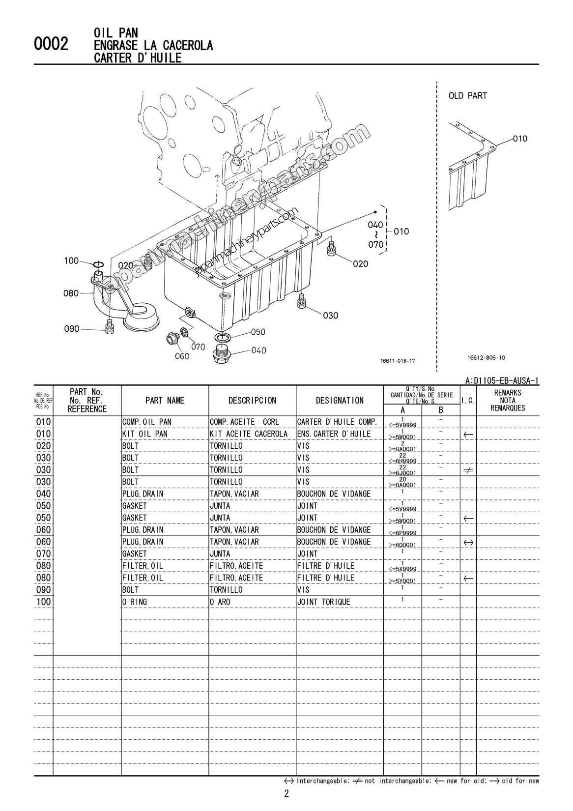 Parts for KUBOTA D1105EB