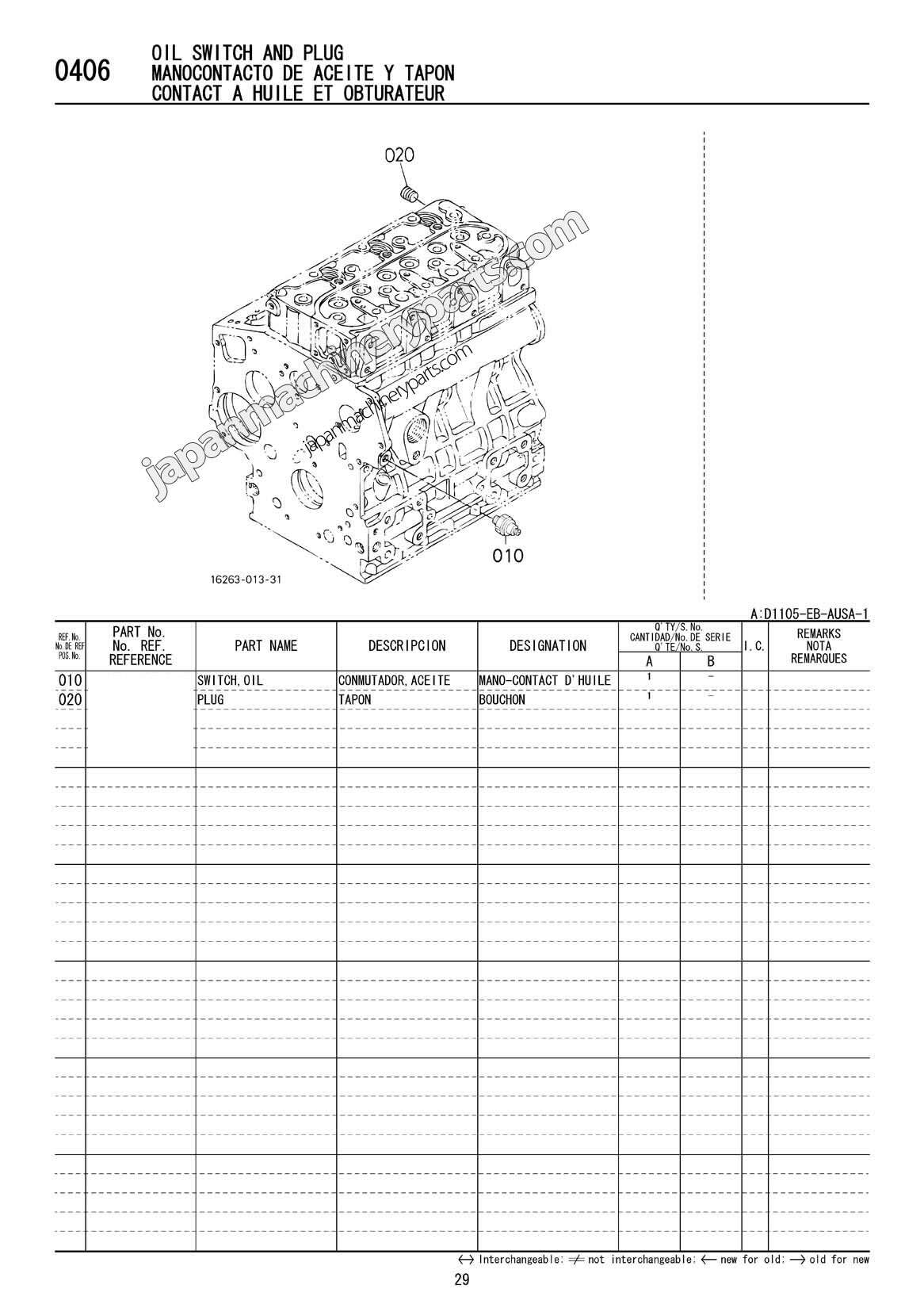 Parts for KUBOTA D1105EB