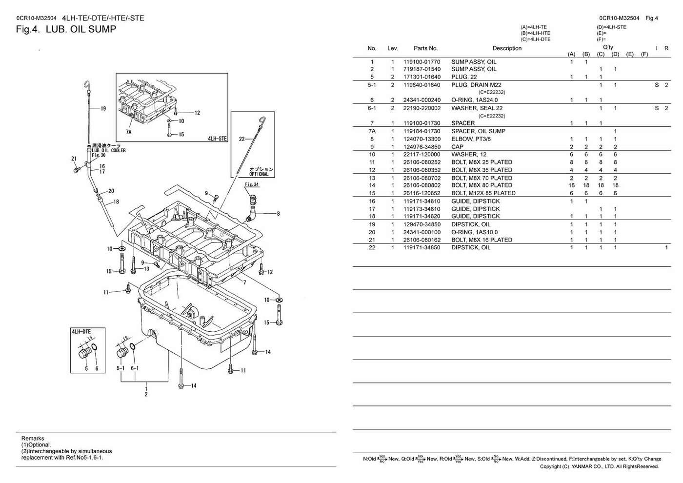 Parts for YANMAR 4LHTE/HTE/DTE/STE
