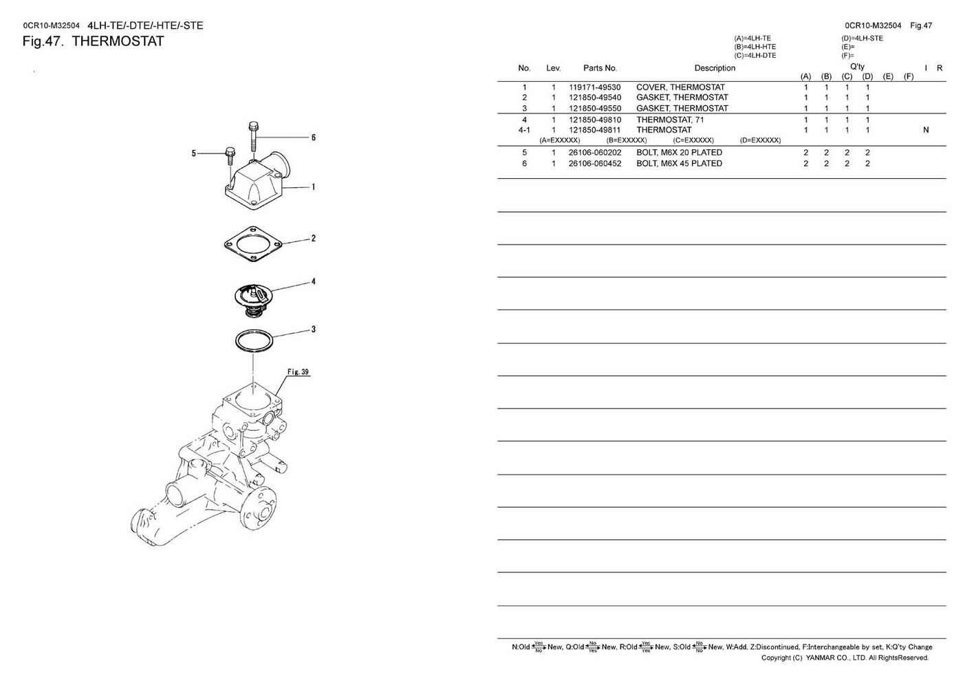Parts for YANMAR 4LHTE/HTE/DTE/STE